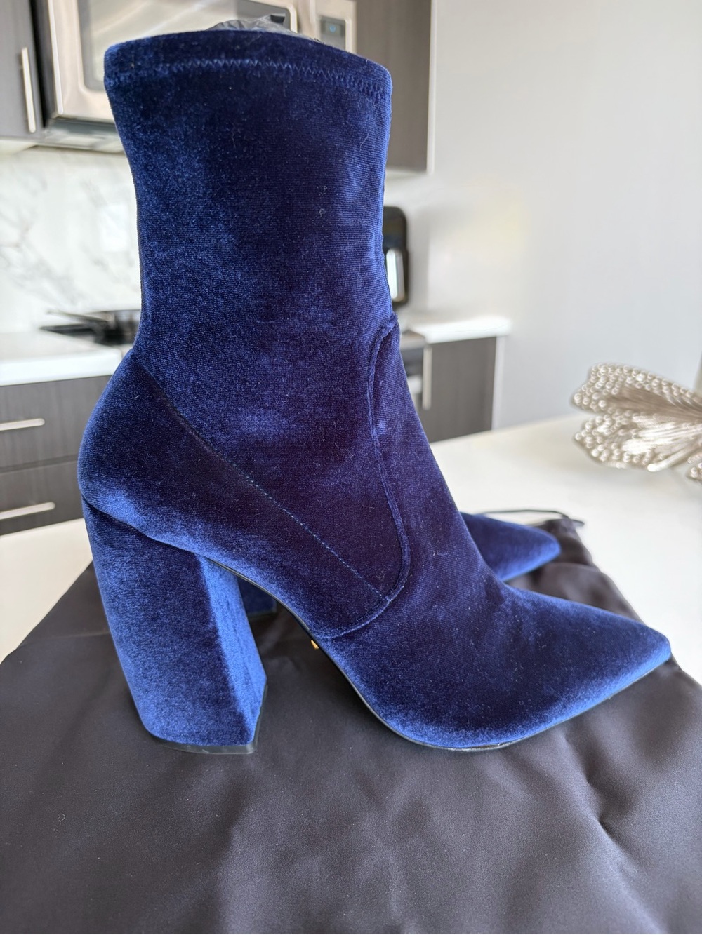 Prada Blue Velvet Ankle Boots – BRAND NEW, NEVER WORN – Size 40.5